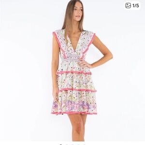 Taj by Sabrina Crippa floral ruffle trim dress Size S